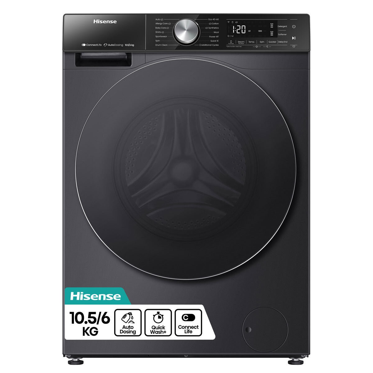 Hisense WD5S1045BB Washer Dryer 10.5kg/6kg Black — image 2