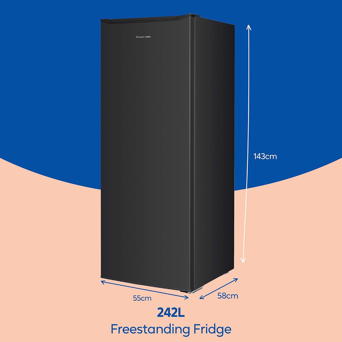 Freestanding Larder Fridge 242L Black - View 2