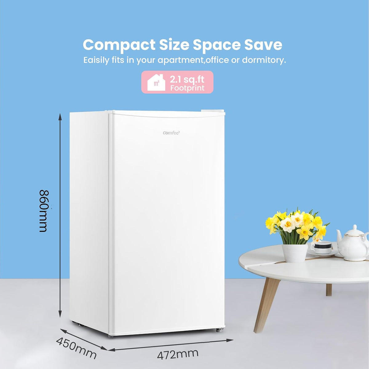 Under Counter Fridge 93L White - View 2