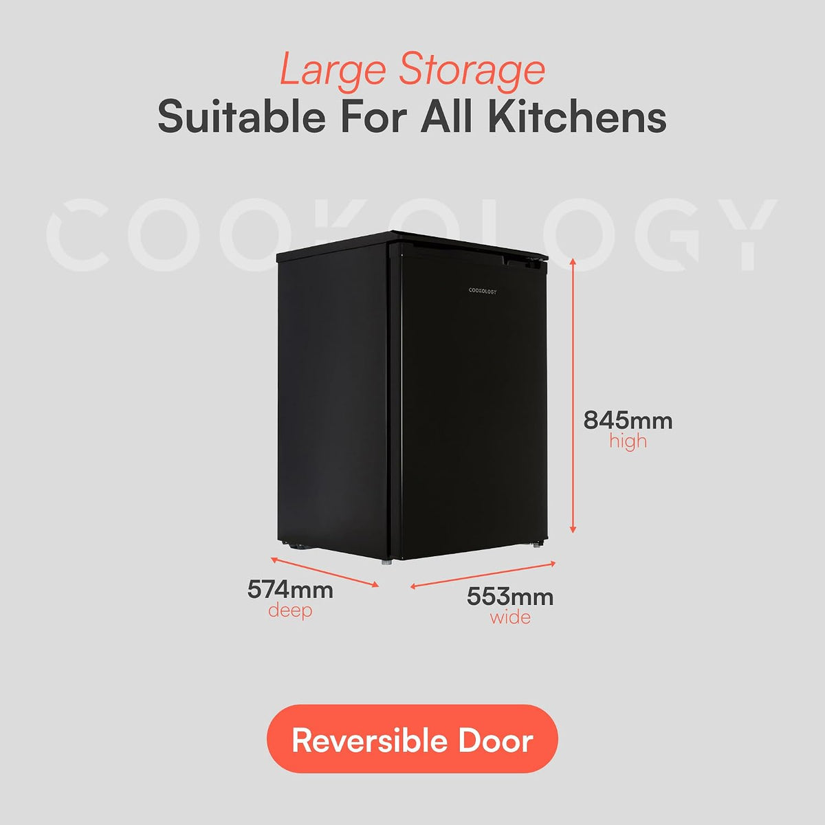 Freestanding Undercounter Larder Fridge 130L Black - View 4