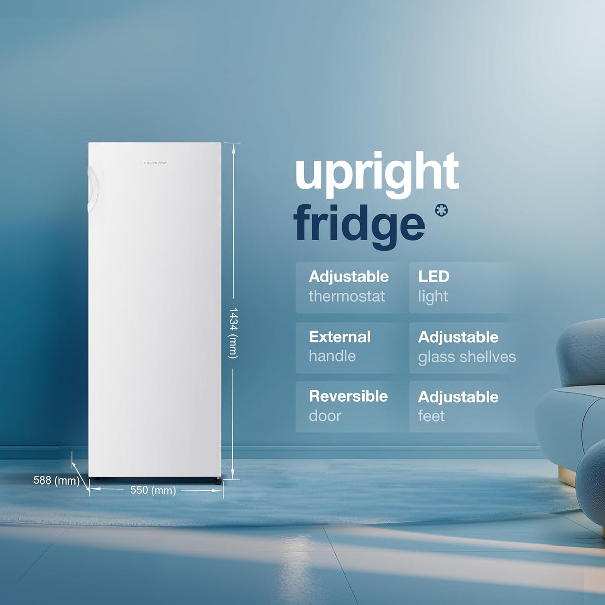 Freestanding Larder Fridge 242L 55cm White - View 2