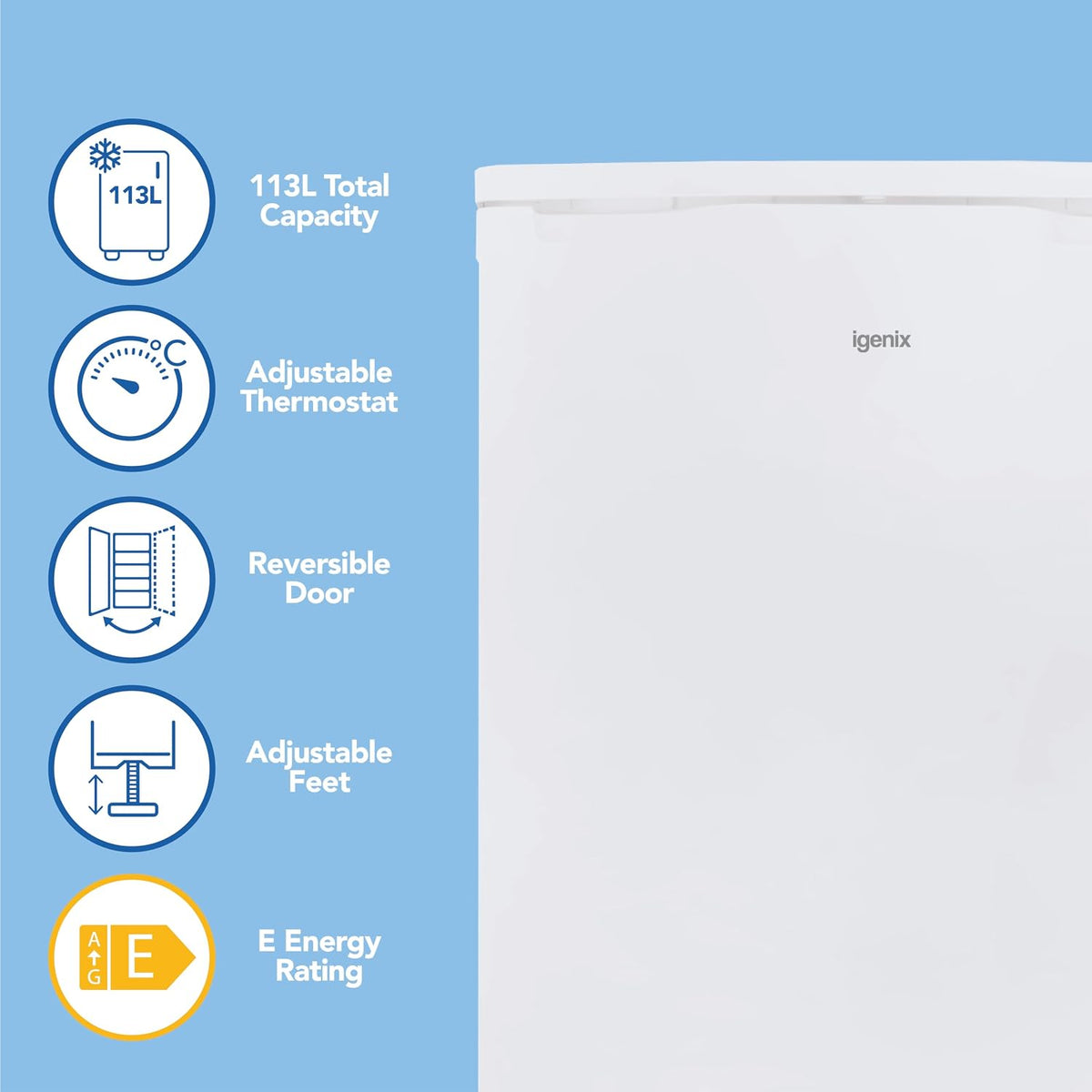 Under Counter Freestanding Fridge 97L White - View 2