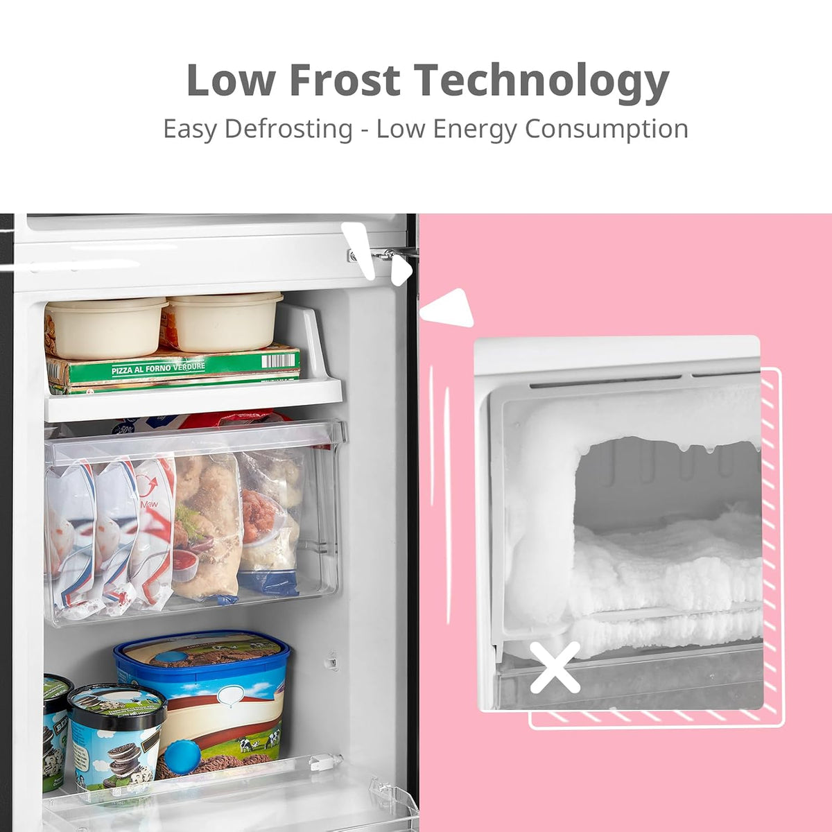 Freestanding Fridge Freezer 174L Black - View 3