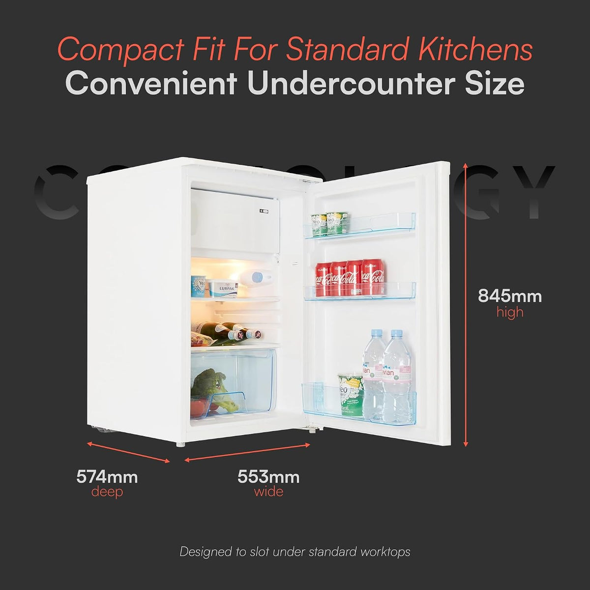 Freestanding Larder Fridge 113L 55cm With Ice Box White — image 4