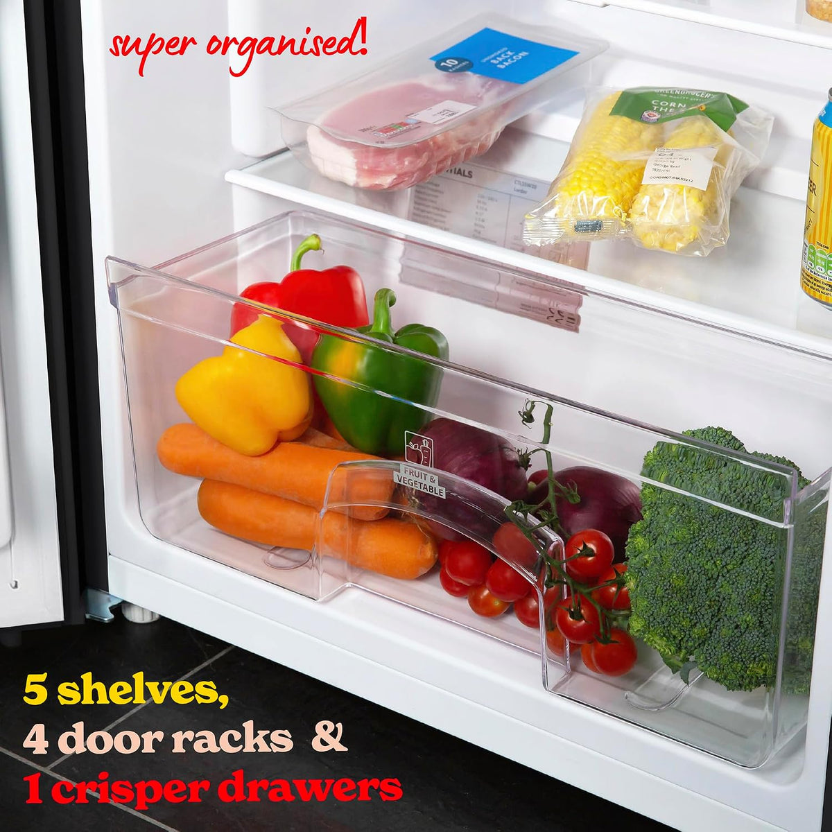 Freestanding Larder Fridge 242L Black - View 5