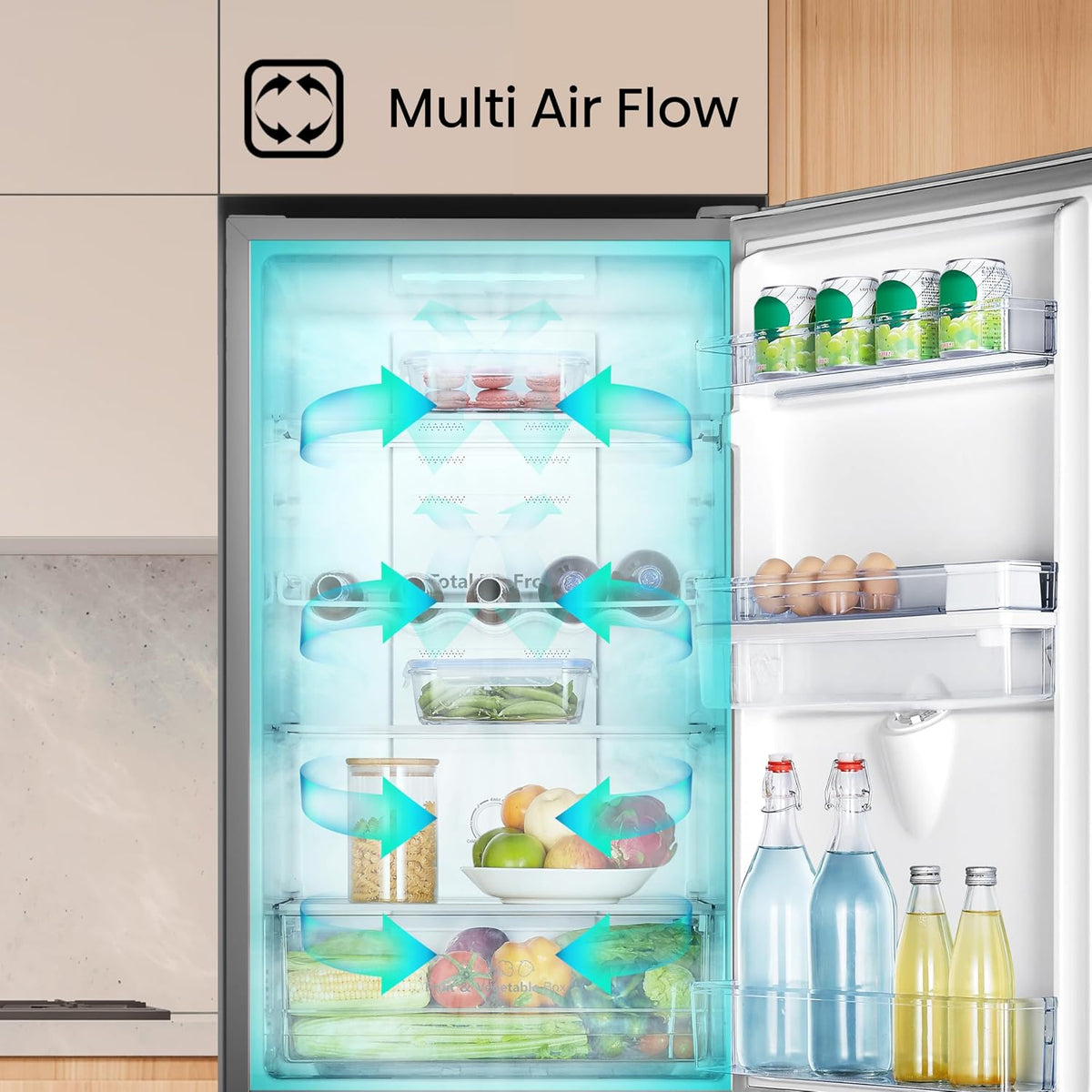 Freestanding Fridge Freezer 256L Silver - View 5