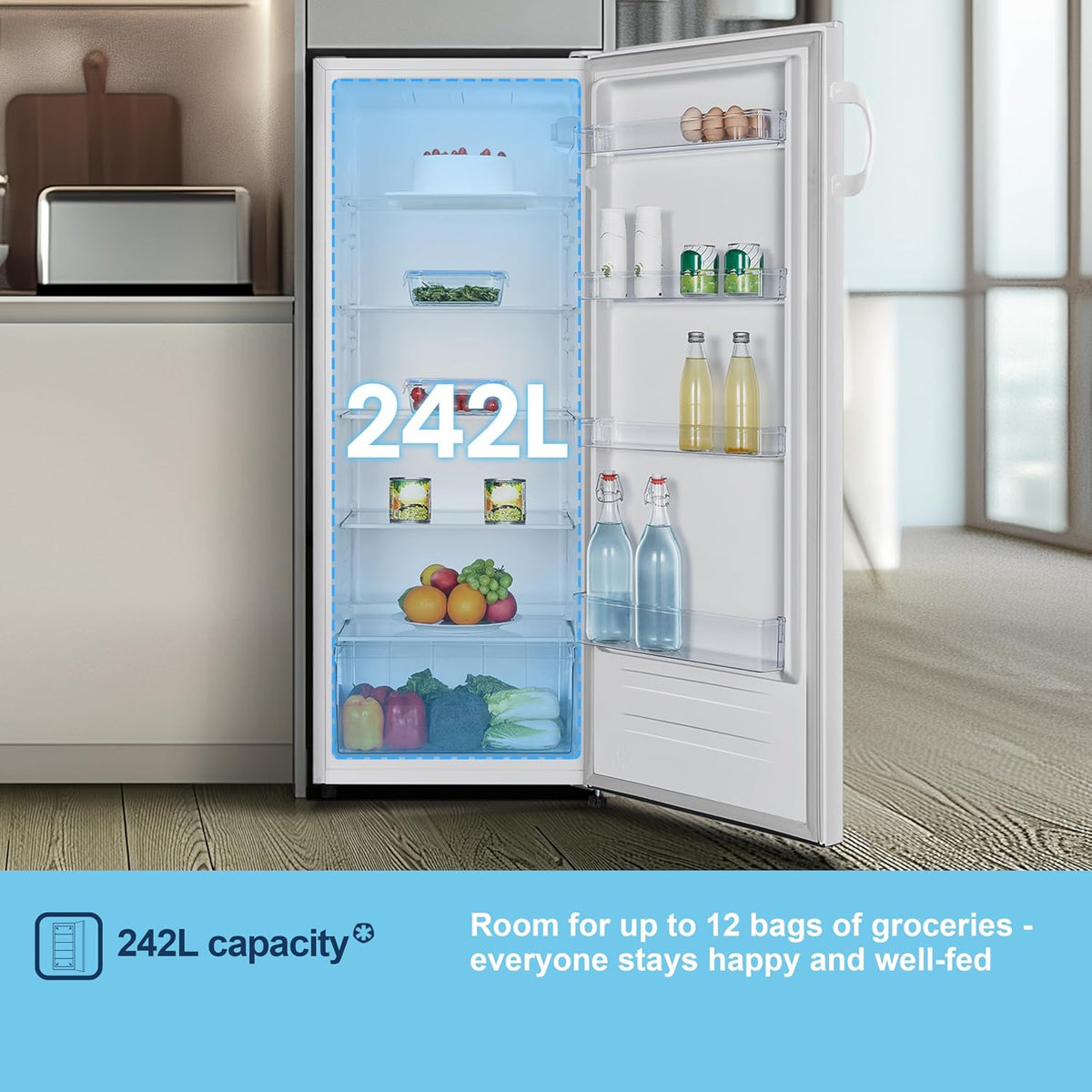 Freestanding Larder Fridge 242L 55cm White — image 5