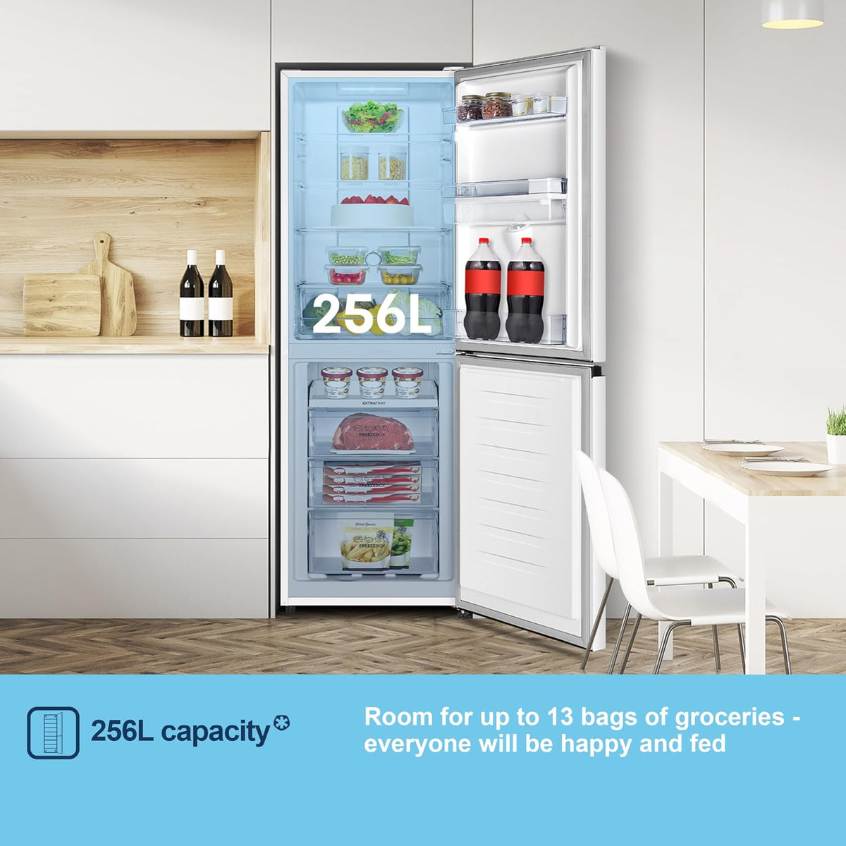 Freestanding Frost Free Fridge Freezer with Water Dispenser 256L White — image 5