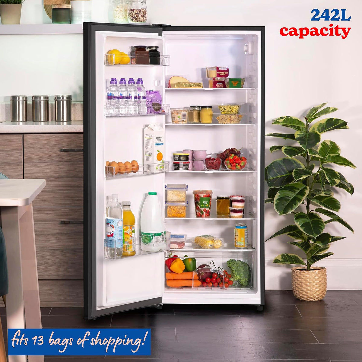 Freestanding Larder Fridge 242L Black - View 4