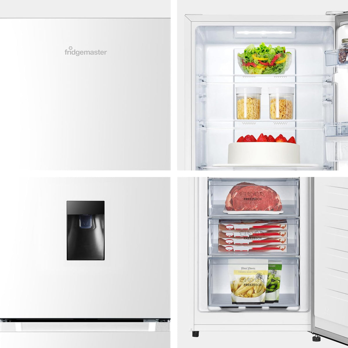 Freestanding Frost Free Fridge Freezer with Water Dispenser 256L White - View 4
