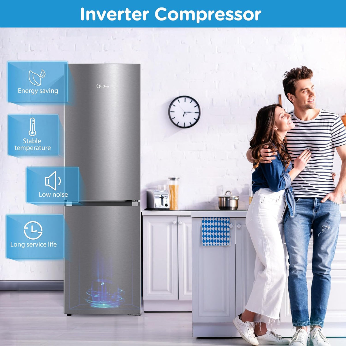 Freestanding Fridge Freezer 273L Stainless Steel - View 3