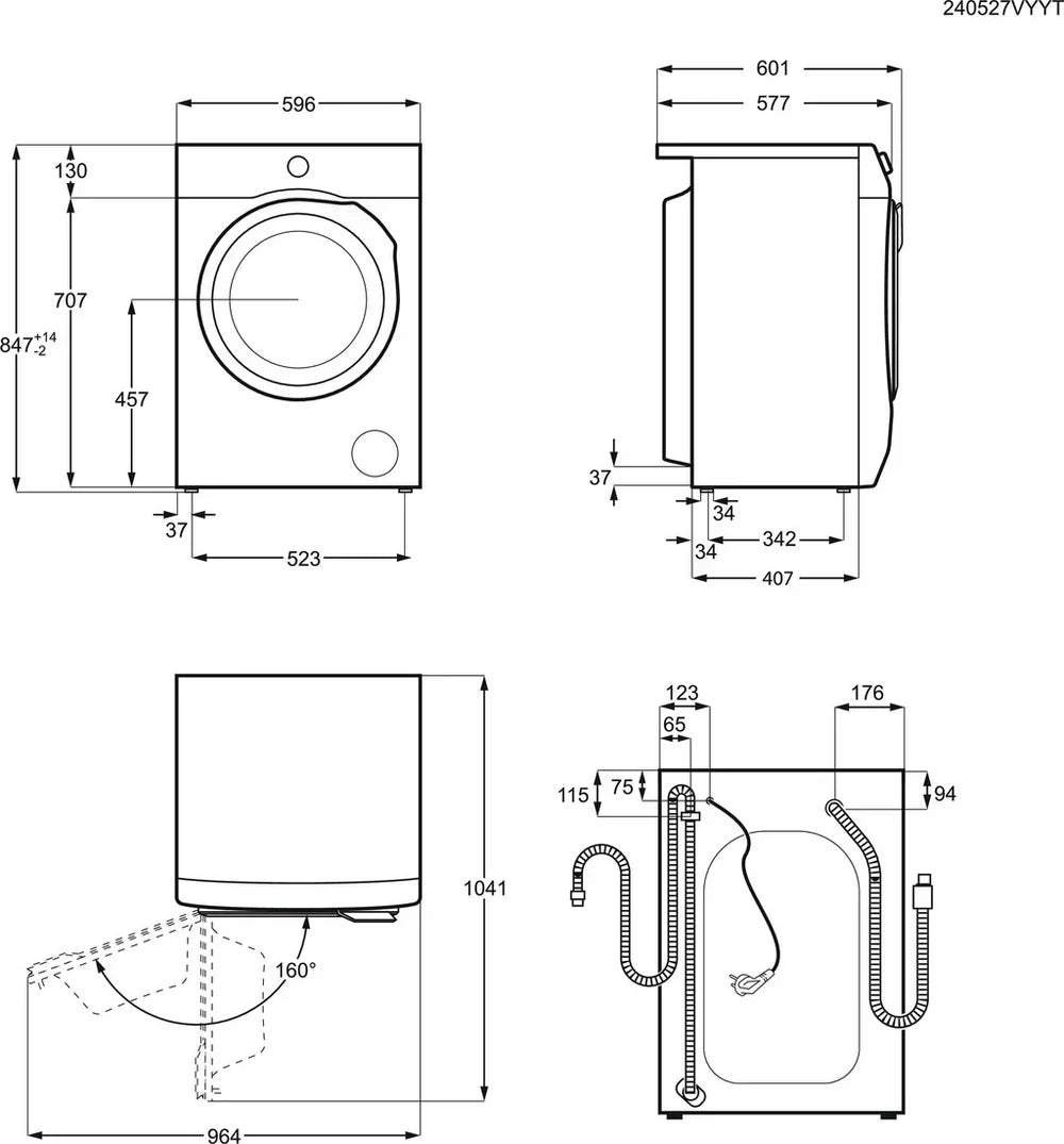 AEG LFR62844B Washing Machine 8kg 1400rpm White - View 2