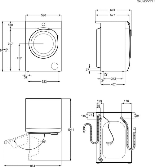 AEG LFR62844B Washing Machine 8kg 1400rpm White - View 2