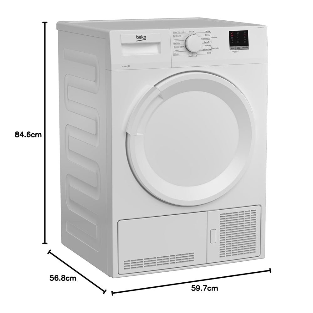 Beko DTLCE80051W Condenser Tumble Dryer 8kg White - View 5