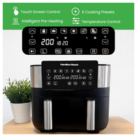 Hamilton Beach HB4006 Dual Zone Air Fryer 2850W 8L Black thumbnail 3