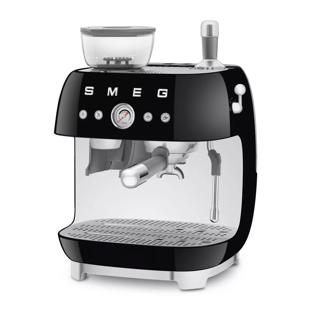 Smeg EGF03BLUK Espresso Coffee Machine with Grinder Black - View 2