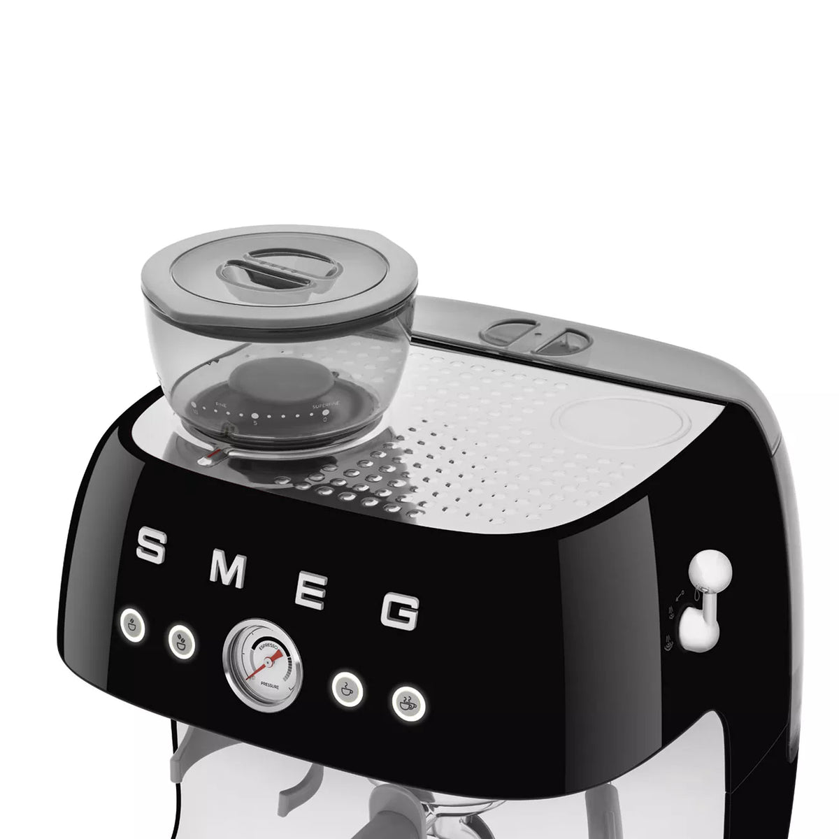 Smeg EGF03BLUK Espresso Coffee Machine with Grinder Black - View 3