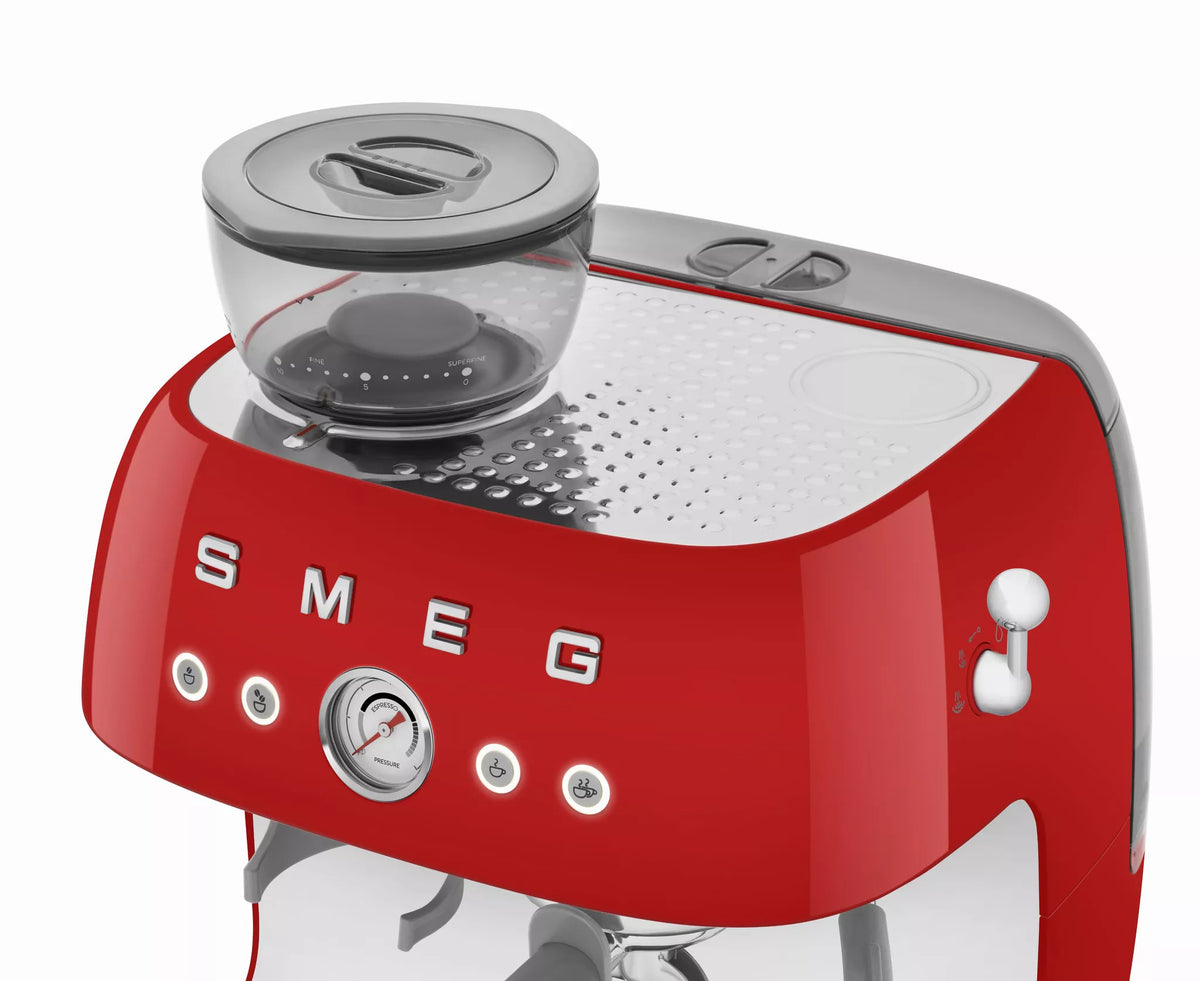 Smeg EGF03RDUK Retro Espresso Coffee Machine with Grinder Red - View 5