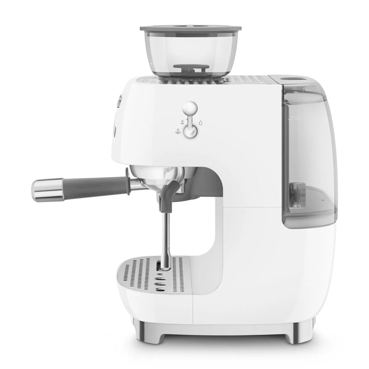 Smeg EGF03WHUK Retro Espresso Coffee Machine with Grinder White - View 3