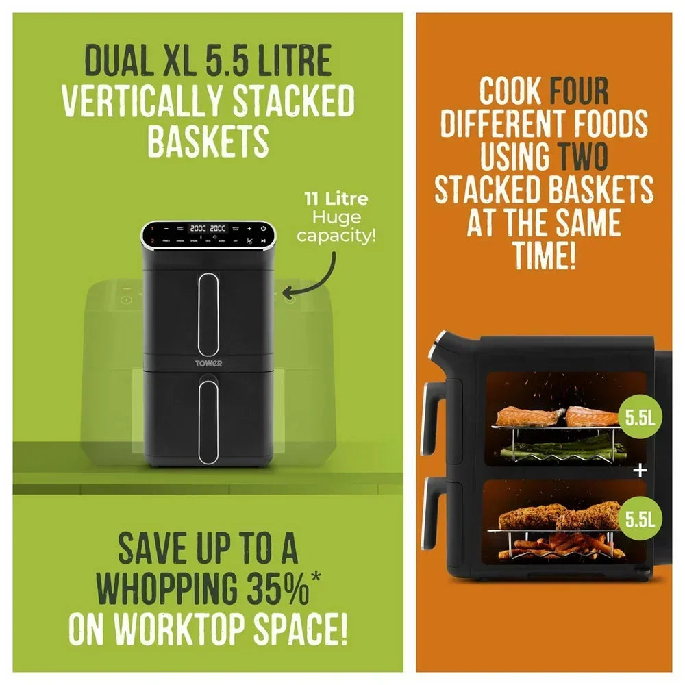 Tower T17190 Vortx Dual Layer Air Fryer 11L Black — image 3